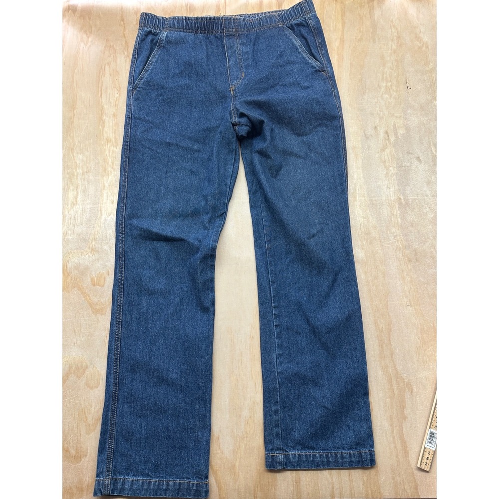 Territory Ahead Women Medium Blue Denim Elastic Waist Pull On Straight Leg Pants